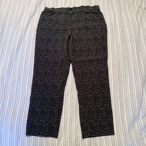 Black Pull-on Ankle Pants with White Dot Pattern